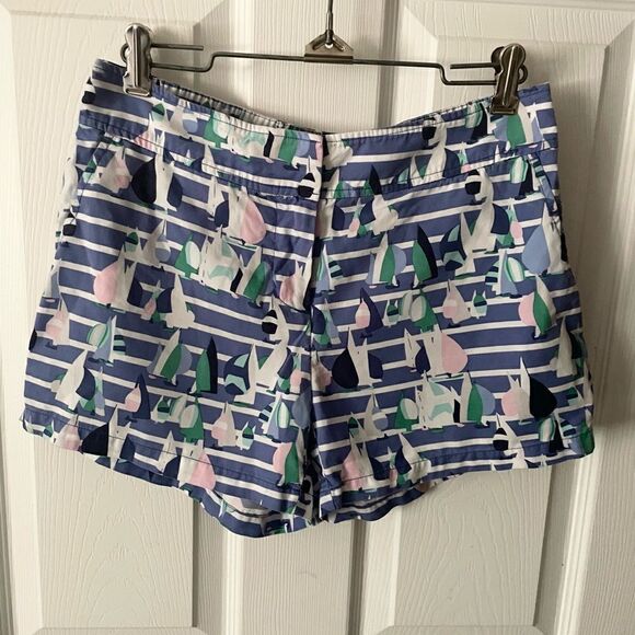 Vineyard Vines Women's Harbor Scene Print Foley Shorts Marlin  Blue  size 2 - Picture 1 of 4